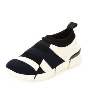 Stella McCartney Blue Colorblock Knit Striped Slip On Sneakers, Size 36 ⬇️